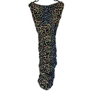 La Petite Robe Chiara Boni Multicolor Cheetah Animal Printed Midi Dress Small R1